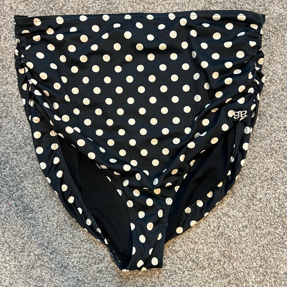 BLACK POLKA DOT RUCHED HIGH-WAISTED BOTTOMS - Picture 2 of 5